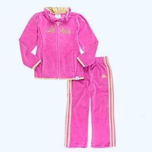 12M 24M,3T Black Tracksuit hooded 2 piece 6//9M NEW Adidas Girls Velour Pink